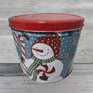2 gallon peppermint snowman tin